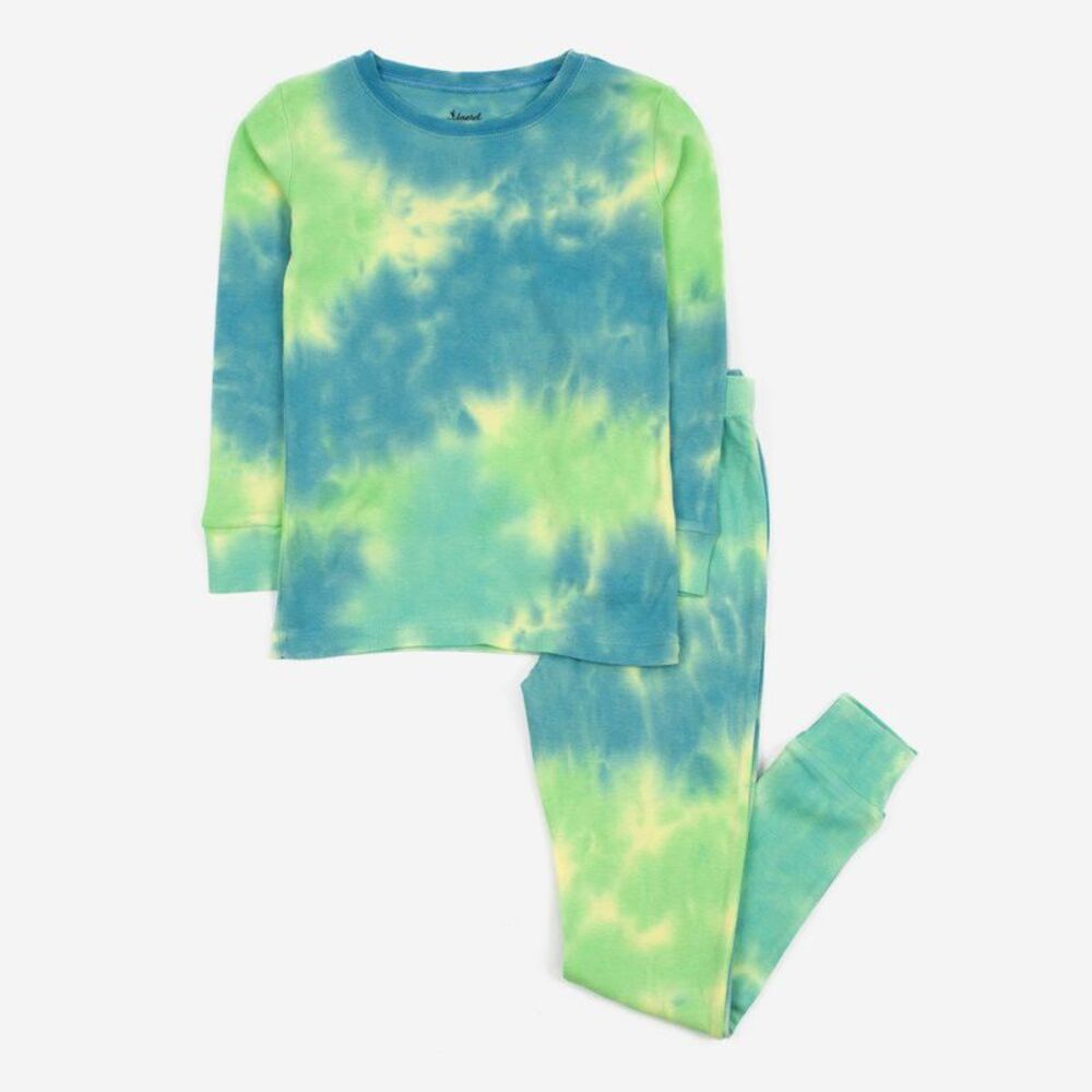 Open Box - LEVERET -  Kids Two Piece Cotton Pajamas T Tie Dye Colorful